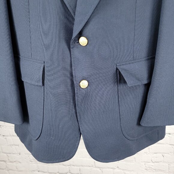 Trophy Club Navy 2 Gold Button Single Vented Notch Blazer Sport Coat 43R - Picture 8 of 15